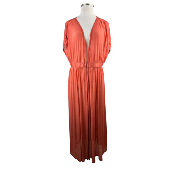 Torrid Maxi Mesh Short Sleeve Coverup Kimono Orange Womens Plus Size 2 2X - Picture 2 of 12